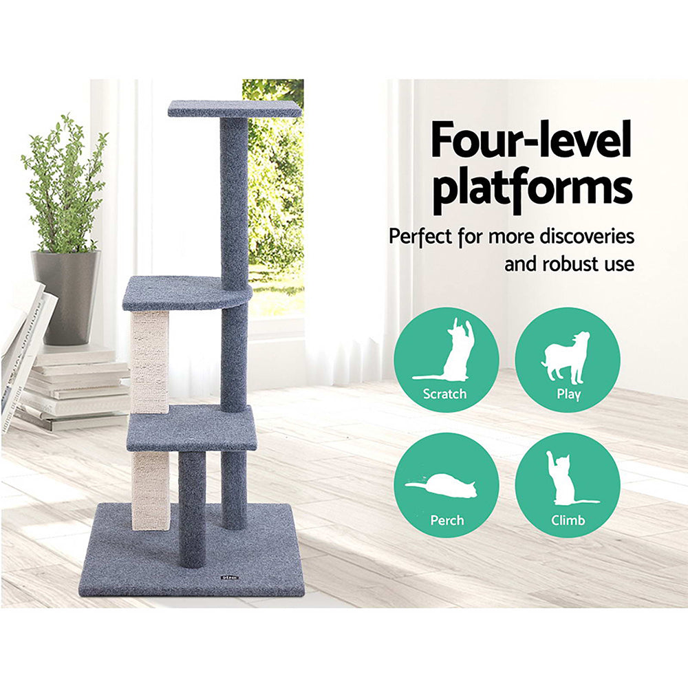 i.Pet Cat Tree 124cm Trees Scratching Post Scratcher Tower Condo House Furniture Wood Steps