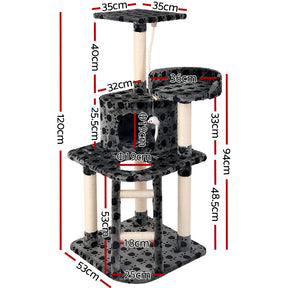 i.Pet Cat Tree 120cm Trees Scratching Post Scratcher Tower Condo House Furniture Wood 120cm