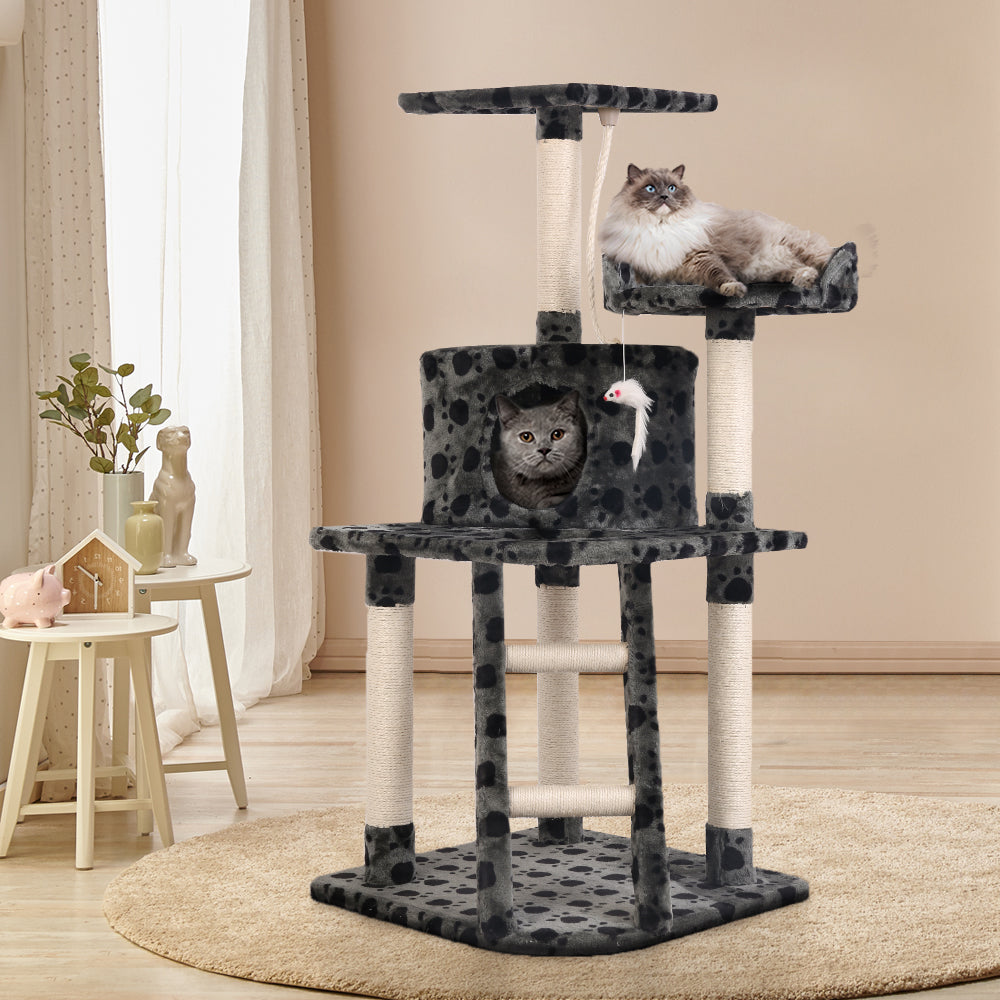 i.Pet Cat Tree 120cm Trees Scratching Post Scratcher Tower Condo House Furniture Wood 120cm