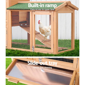 i.Pet Chicken Coop Rabbit Hutch 138cm Wide Wooden Pet Hutch