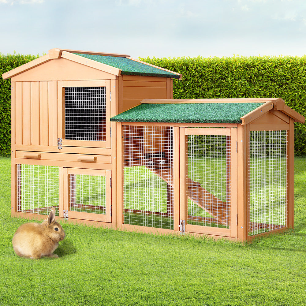 i.Pet Chicken Coop Rabbit Hutch 138cm Wide Wooden Pet Hutch