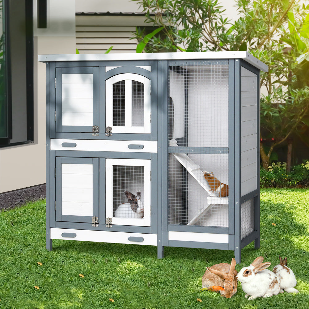 i.Pet Rabbit Hutch Large Chicken Coop Wooden House Run Cage Pet Bunny Guinea Pig