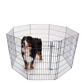 4Paws 8 Panel Playpen Puppy Exercise Fence Cage Enclosure Pets Black All Sizes - 24" - Black