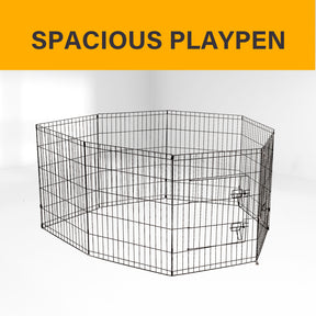 4Paws 8 Panel Playpen Puppy Exercise Fence Cage Enclosure Pets Black All Sizes - 36" - Black