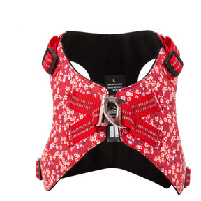 Floral Doggy Harness Red S