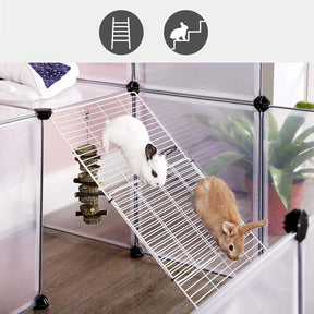 SONGMICS Guinea Pig Playpen with Dense Ramp White