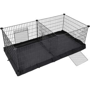 SONGMICS 3 Doors Pet Playpen with Divider Panel and Floor Mat Black