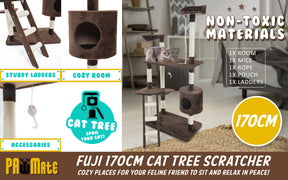 Cat Tree Multi Level Scratcher FUJI 170cm BROWN