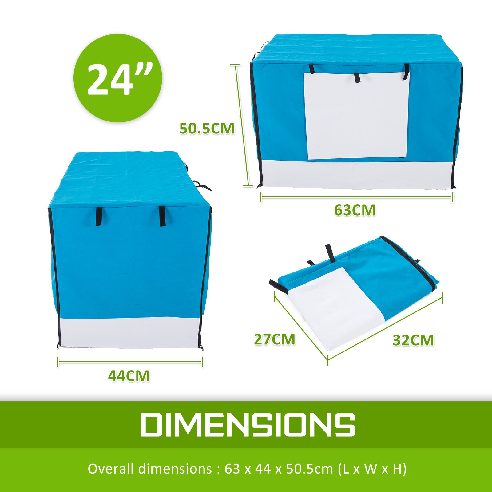 Cage Cover Enclosure for Wire Dog Cage Crate 24in BLUE