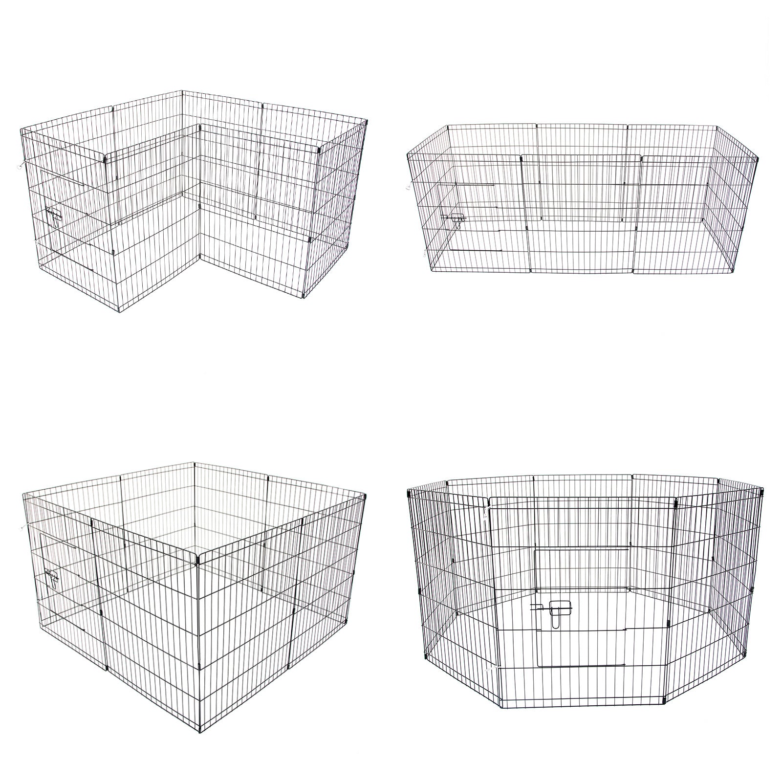 Pet Playpen Foldable Dog Cage 8 Panel 24in with Cover