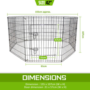 Pet Playpen Foldable Dog Cage 8 Panel 42in