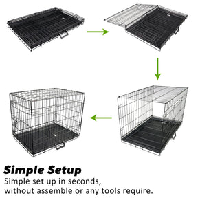 Wire Dog Cage Foldable Crate Kennel 48in with Tray + Cushion Mat Combo