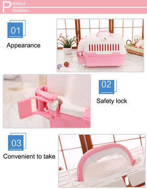 YES4PETS Small Dog Cat Crate Pet Carrier Rabbit Guinea Pig Cage With Tray-Pink