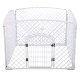 YES4PETS 4 Panel Plastic Pet Pen Pet Foldable Fence Dog Fence Enclosure With Gate White