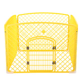 YES4PETS 4 Panel Plastic Pet Pen Pet Foldable Fence Dog Fence Enclosure With Gate Yellow