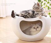 YES4PETS Cat Kitten Bed Cave Small Dog House Kennel Plastic Pet Pod Bedding Igloo White