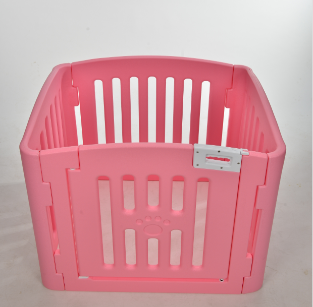 YES4PETS 4 Panel Plastic Pet Pen Pet Foldable Fence Dog Fence Enclosure With Gate Pink