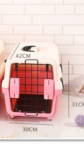 YES4PETS Small Portable Plastic Dog Cat Pet Pets Carrier Travel Cage With Tray-Pink