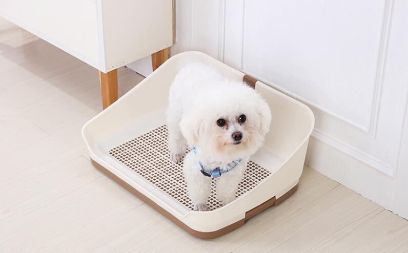 YES4PETS Medium Portable Dog Potty Training Tray Pet Puppy Toilet Trays Loo Pad Mat With Wall Brown