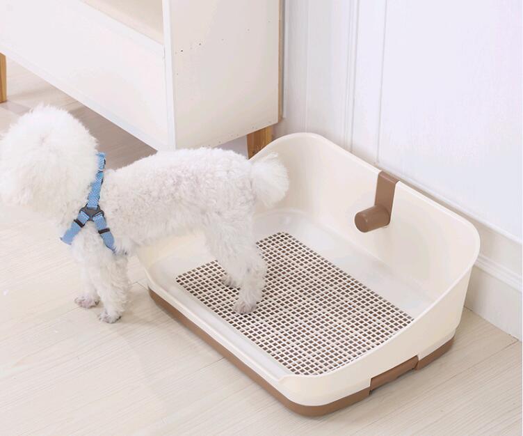 YES4PETS Medium Portable Dog Potty Training Tray Pet Puppy Toilet Trays Loo Pad Mat With Wall Brown