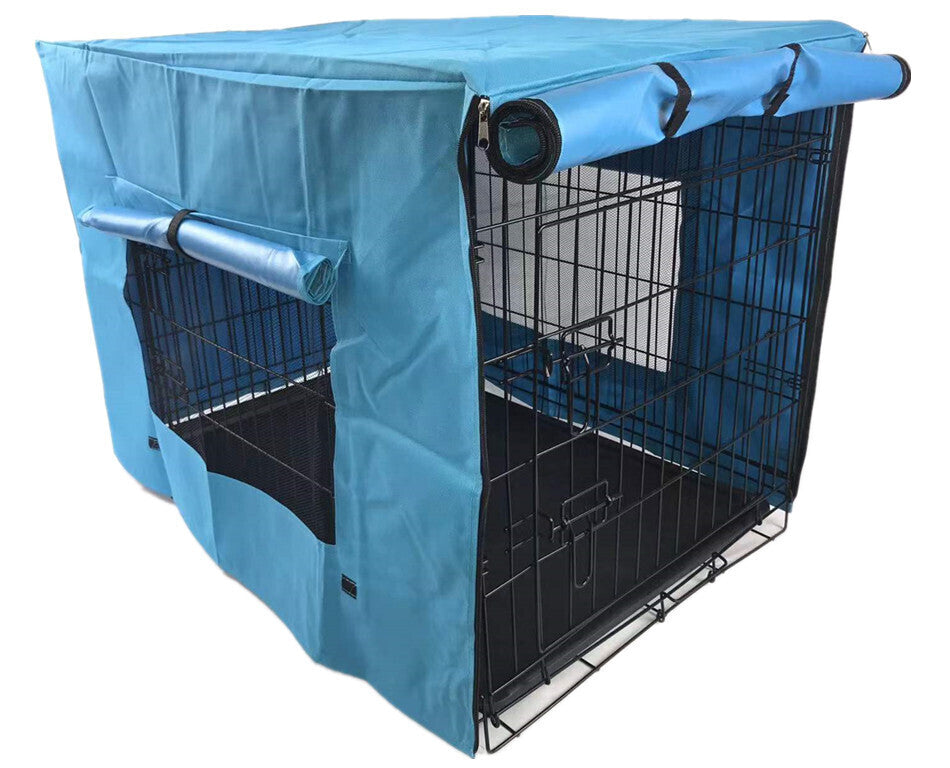 YES4PETS 24' Dog Cat Rabbit Collapsible Crate Pet Cage Canvas Cover Blue