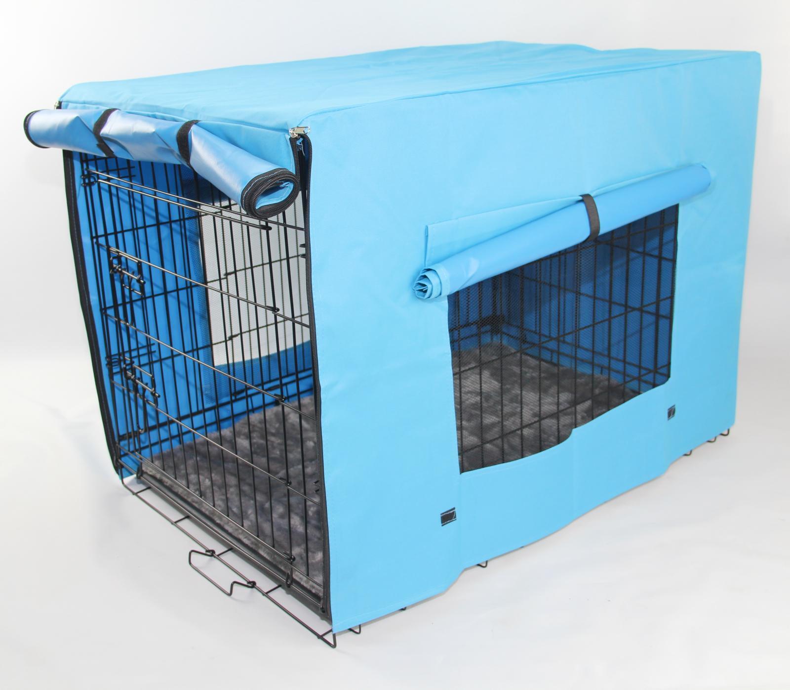 YES4PETS 48' Portable Foldable Dog Cat Rabbit Collapsible Crate Pet Cage with Cover Mat Blue