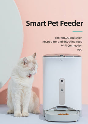 Smart Automatic Pet Dog Cat Rabbit Feeder Smartphone Camera APP for iPhone Android