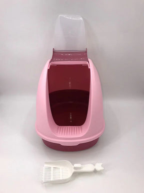 YES4PETS Portable Hooded Cat Toilet Litter Box Tray House with Handle and Scoop Pink