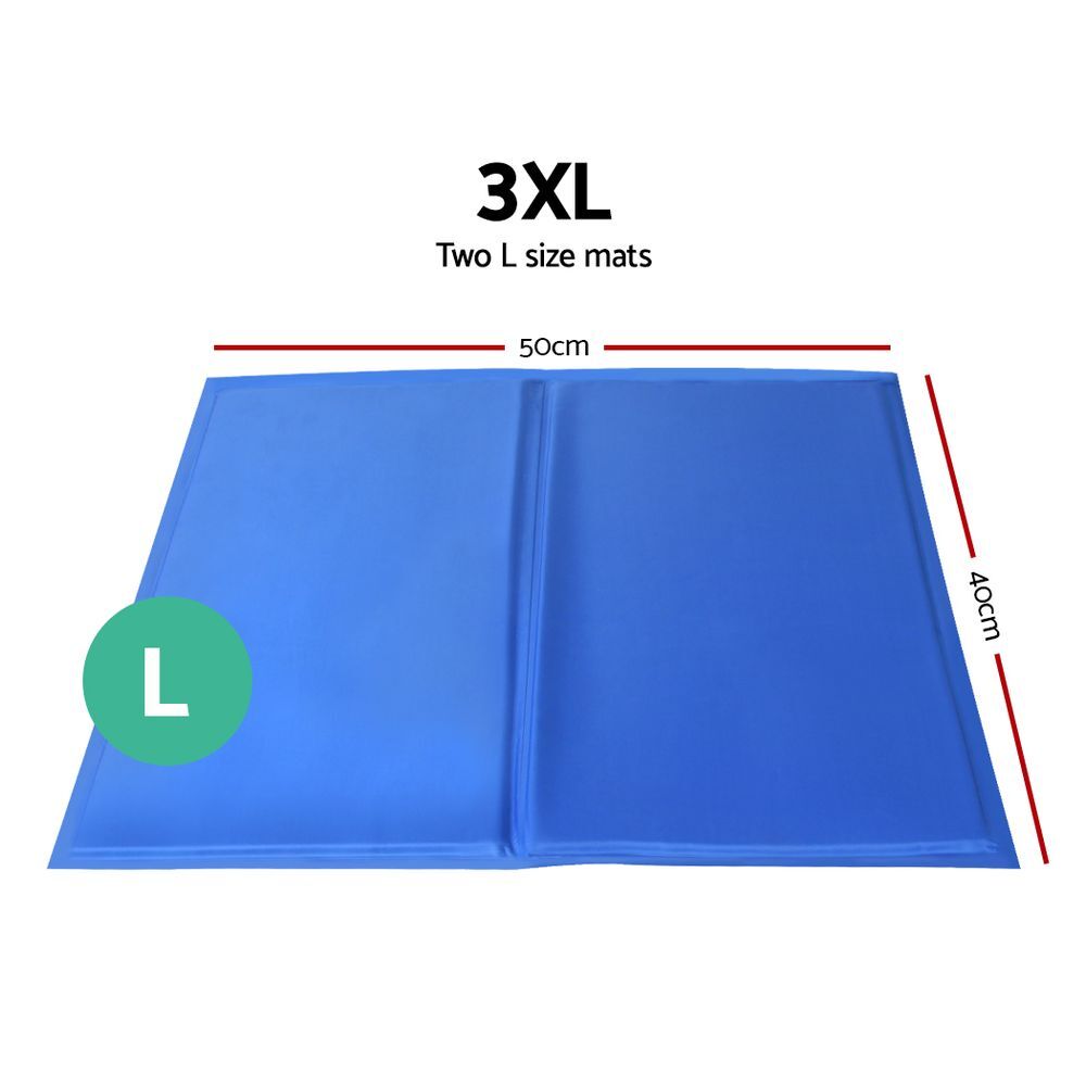 YES4PETS 2X Pet Cooling Bed Gel Mat Dog Cat Non-Toxic Cool Pad Puppy Cold Summer 50x40 CM