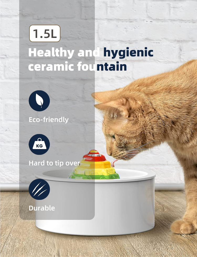 YES4PETS Ceramic Electric Pet Water Fountain Dog Cat Water Feeder Bowl Dispenser