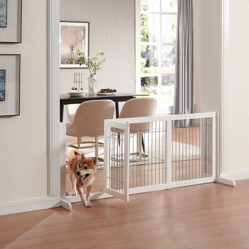 Freestanding Retractable Dog Barrier with Gate Small