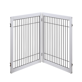 Wooden Dog Pen and Pet Gate Two-Panel Extension, White