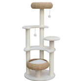 5-Platform Plush and Wicker Cat Tree