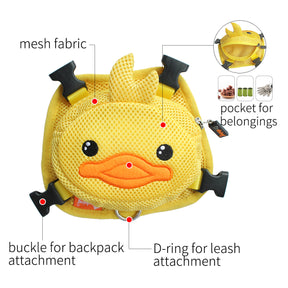 Ondoing Pet Saddle Bag Dog Harness Backpack Hiking Traveling Outdoor Bags Cute Costume (Yellow duck bag with leash set)M