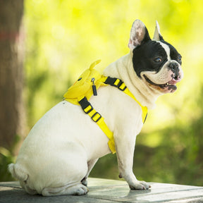 Ondoing Pet Saddle Bag Dog Harness Backpack Hiking Traveling Outdoor Bags Cute Costume (Yellow duck bag with leash set)M