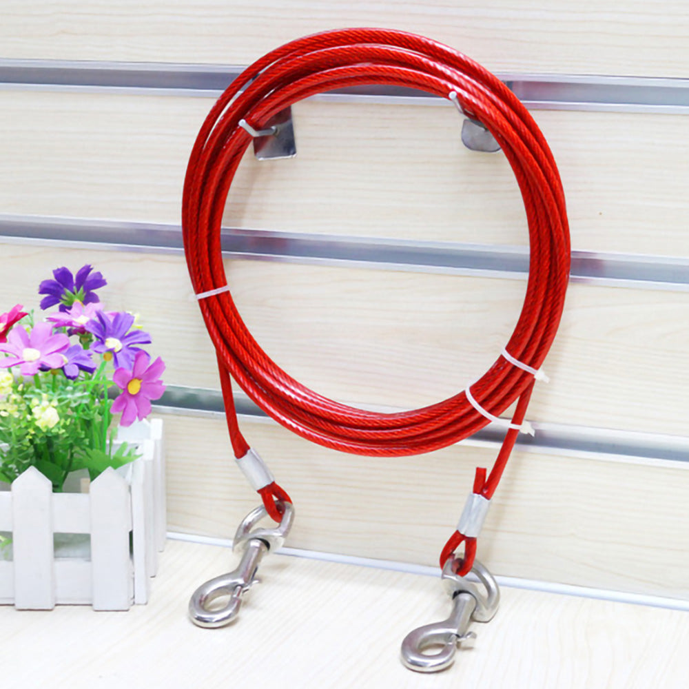 3M Dog Tie Out Cable Leash Lead Tangle Free Outdoor Yard Walking Runing-Red