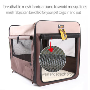 Pet Carrier Bag Soft Dog Crate Cage Kennel Tent House Foldable Portable Car Bed Brown 46x38x41CM