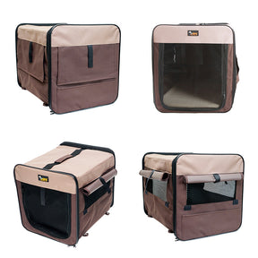 Pet Carrier Bag Soft Dog Crate Cage Kennel Tent House Foldable Portable Car Bed Brown 46x38x41CM