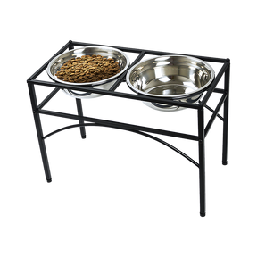 Dual Elevated Raised Pet Dog Puppy Feeder Bowl Stainless Steel Food Water Stand