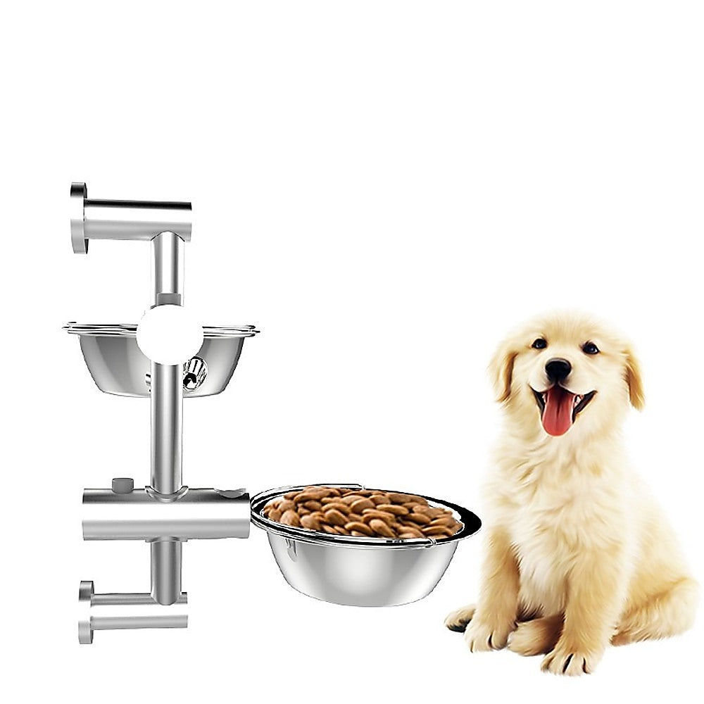 Wall Mounted Dog Bowl Adjustable Height Pet Feeder